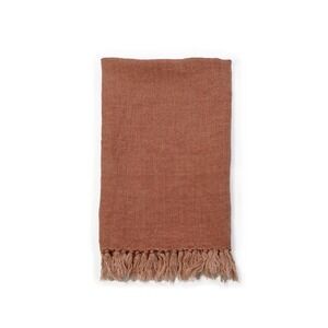 Pom Pom At Home‎ Montauk 100% Linen Terra Cotta Throw 50"x70" Fringe $253